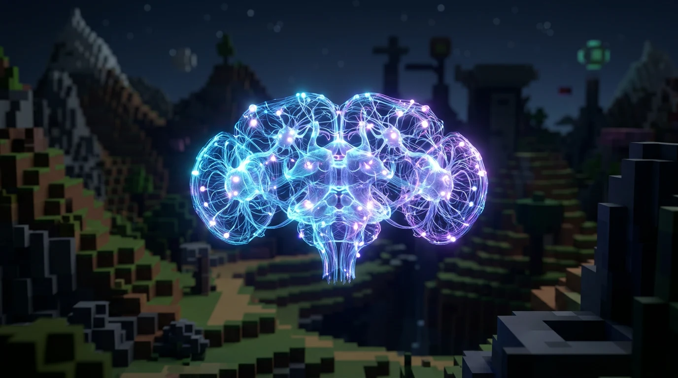 The Digital Fruit Fly Playing Minecraft